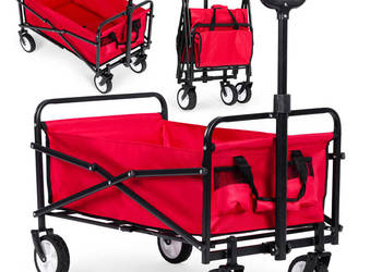 Wózek plażowy transportowy ogrodowy składany czerwony 48x90 cm MultiGarden
