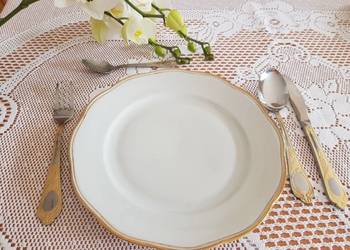 porcelanowy talerz Wawel sygnowany złocony Vintage retro prl