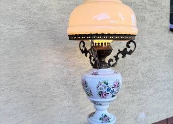 Lampa stołowa antyk jak naftowa stylowa nocna ceramika szkło  Aladyn