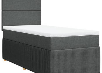 Łóżko kontynentalne z materacem ciemnoszara tkanina 80x200 cm WM-3291877