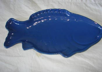 Ryba, stary niebieski półmisek 47 cm