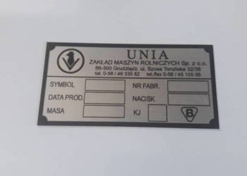 Tabliczka znamionowa Unia
