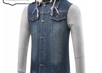 Koszula bluza katana jeansowa z odpinanym kapturem rozmiar L