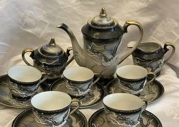 Porcelanowy zestaw kawowy/herbaciany z motywem smoka