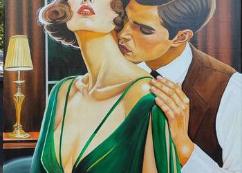 „Pocałunek” — olej na płótnie, 60 × 80 cm