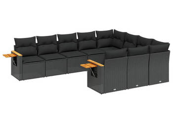 10-cz. zestaw wypoczynkowy do ogrodu poduszki czarny rattan PE WM-3259577