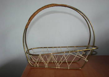 mosiężny koszyk na butelkę - PRL
