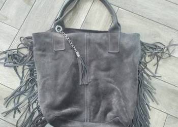 Laura Biaggi fashion italy duża torba shopper z naturalnej skóry z fredzlam