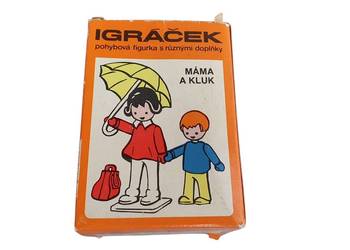Stara czechosłowacka zabawka IGRA Igráček „Máma a kluk” 1990 pudełko unikat