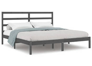 Rama łóżka szara lite drewno sosnowe 200 x 200 cm WM-3104955