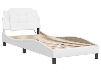 Rama łóżka z LED biała sztuczna skóra 90x200 cm WM-3214083