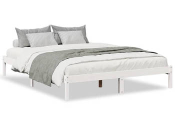 Dłuższe łóżko bez materaca białe drewno sosnowe 140x220 cm WM-852421