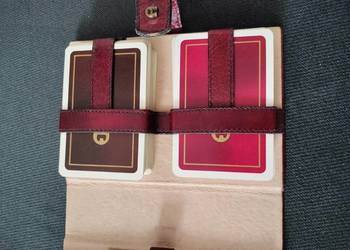 Aigner karty do gry skórzane etui vintage