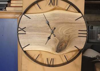 Zegar drewno loft