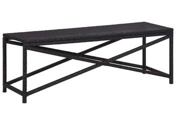 Ławka ogrodowa, 120 cm, polirattan, czarna（SKU:46210）
