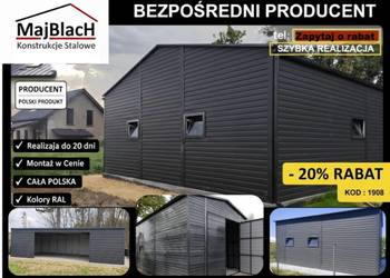 A02-Garaż Blaszany Grafitowy | Wiata | Montaż | Hala | PRODUCENT Maj-Blach