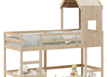 Łóżko na antresoli z drabiną i dachem sosna 80x200 cm WM-3282028