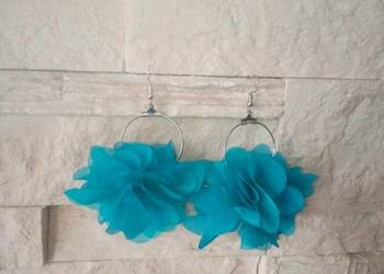 Kolczyki kwiaty kolor turkusowy