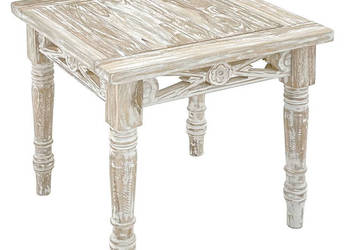 Stolik Batavia 50 x 50 cm white wash z drewna teakowego