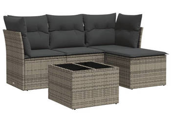 5-cz. zestaw wypoczynkowy do ogrodu poduszki szary rattan PE WM-3217550