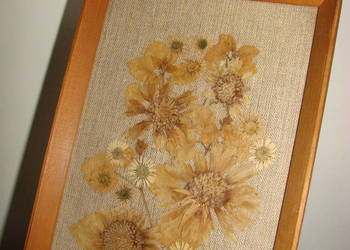 suszone kwiaty, na płótnie w ramce - PRL