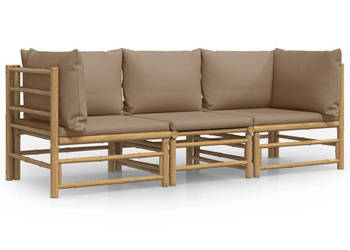 3-cz. zestaw mebli do ogrodu poduszki w kolorze taupe bambus WM-3155119