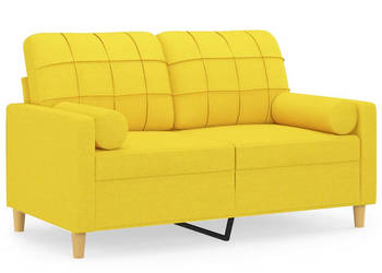 2-osobowa sofa z poduszkami jasnożółta 120 cm tkanina WM-3200779