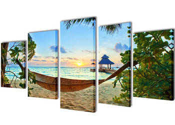Zestaw obrazów Canvas 200 x 100 cm Plaża i Hamak WM-241563