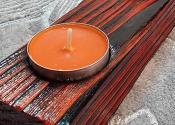 Świecznik świerkowy Shou Sugi Ban, głęboka czerwień, Franca No. 16