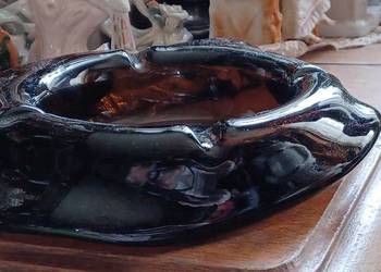 POPIELNICA MIODOWE CIĘZKIE PELNE SZKLO POLSKA HUTA