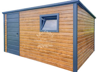 Schowek - Domek Ogrodowy 4x3m  Okno  Drewnopodobny Dach w tył ID636
