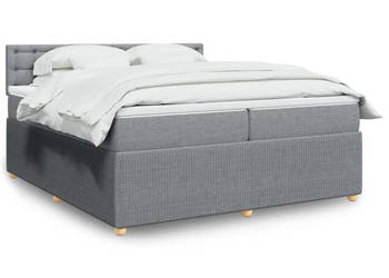 Łóżko kontynentalne z materacem jasnoszare tkanina 200x200 cm WM-3289877