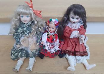 3 lalki, 1 lalka w stroju krakowskim