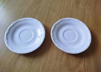 Białe spodki Porcelana Bogucice 2 sztuki STAN BDB