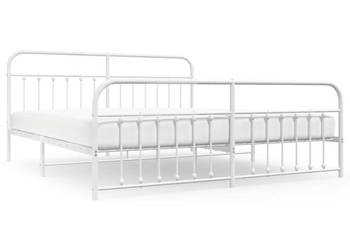 Łóżko Metalowe Białe Rama Łóżka Ze Stelażem Biała 200x200 cm WM-352652