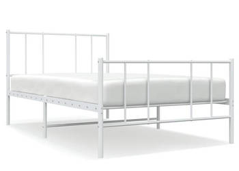 Łóżko Metalowe Białe Rama Łóżka Ze Stelażem Biała 100x190 cm WM-352541