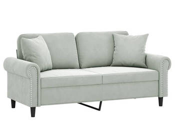 2-osobowa sofa z poduszkami jasnoszara 140 cm aksamit WM-3200945