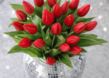 Bukiet sztucznych tulipanów jak żywe czerwone, żółte PREMIUM