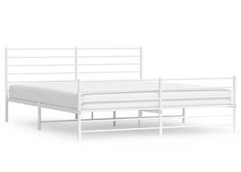 Łóżko Metalowe Białe Rama Łóżka Ze Stelażem Biała 200x200 cm WM-352393