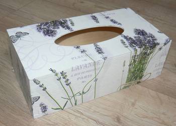 Pojemnik pudełko na chusteczki z drewna prezent decoupage