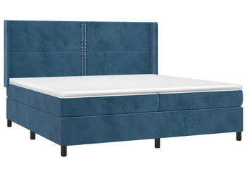 Łóżko kontynentalne materac i LED niebieski aksamit 200x200cm WM-3139527