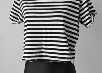 krótka bluzka w paski crop top M hm