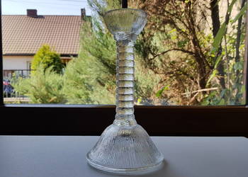 Świecznik kolumnowy / lichtarz Cora (ok. 22,2 cm), Ząbkowice szkło PRL