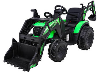 Autko na akumulator TRAKTOR Z PRZYCZEPĄ pojazd dla dzieci zabawka zielony