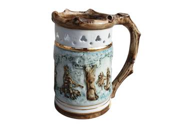 Stary porcelanowy kufel myśliwski Royal Dux Czechosłowacja sygnowany antyk