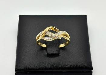 Złoty pierścionek pr 585 2,86g (Rozmiar 13) z 10 Diamentami