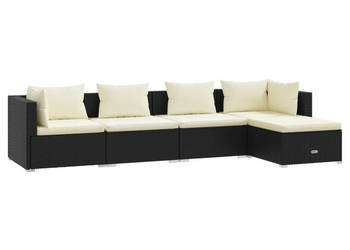 5-cz. zestaw wypoczynkowy do ogrodu poduszki rattan PE czarny WM-3101655