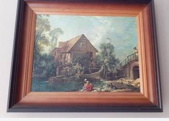 Obraz w drewnianej ramie Dom i młyn wodny