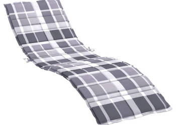 Poduszka na leżak szara krata 200x70x3 cm tkanina Oxford WM-314232