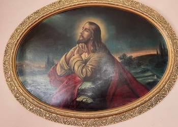 Obraz malarstwo olejne religijne Kazimierz Markowski lata 50 te antyk